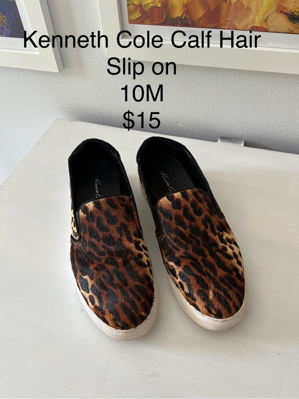 Kenneth Cole Leopard Calf Hair Slip-On Mules - Brown/Black